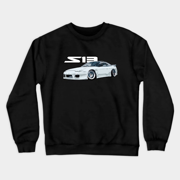 White S13 Drfit Crewneck Sweatshirt by cowtown_cowboy